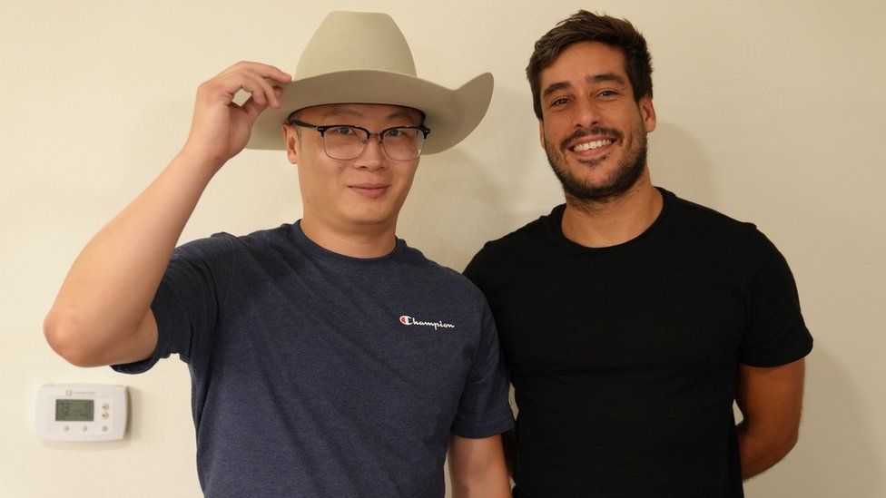 Kevin Pan (left) and Alejandro De La Torre of Poolin have moved their operations from China to Texas. Alejandro De La Torre via the BBC.